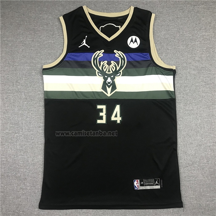 Camiseta Milwaukee Bucks Giannis Antetokounmpo #34 Statement 2021 Finals Negro